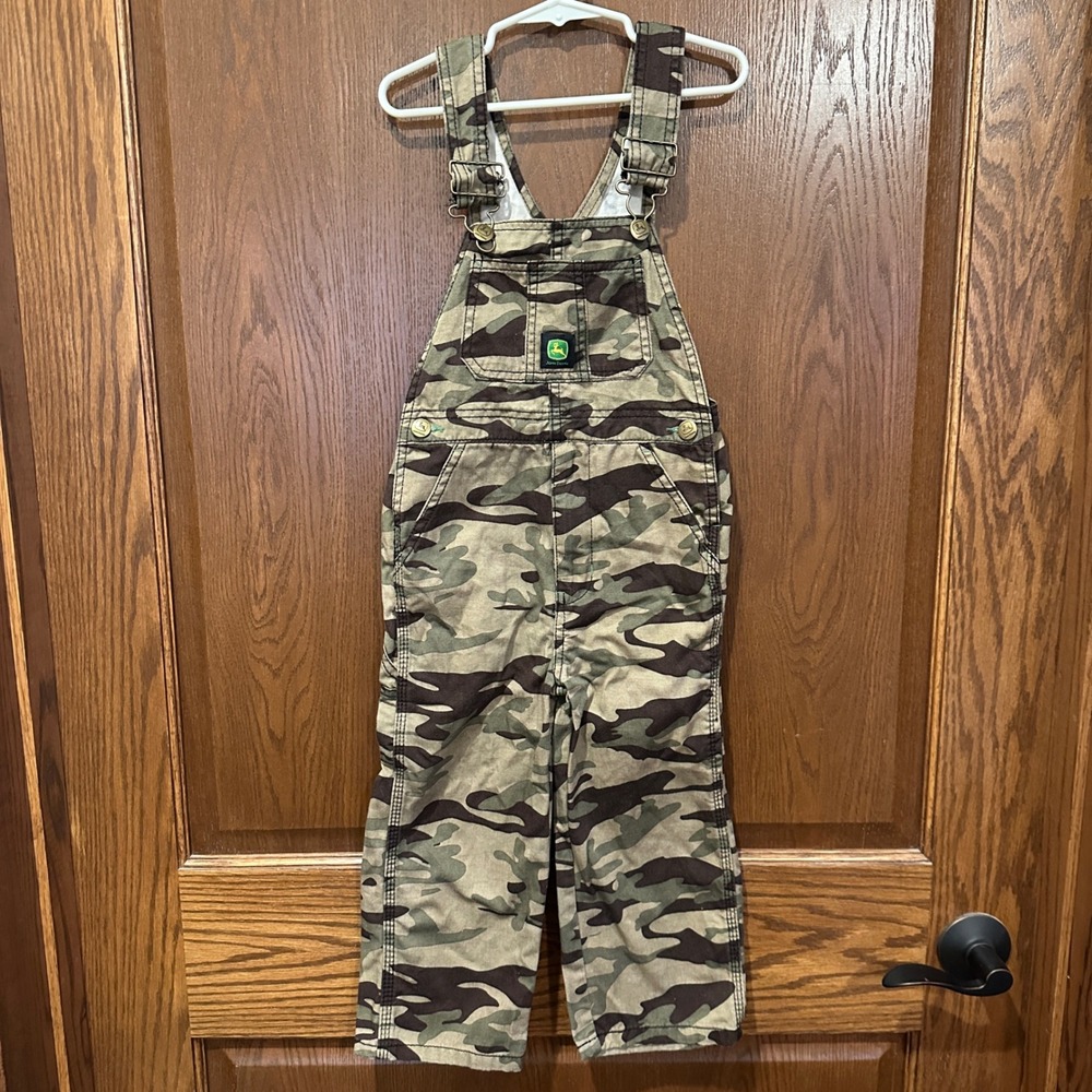 Kids John Deere‎ Camo Overalls Size 4 Regular Cotton Durable Work Play